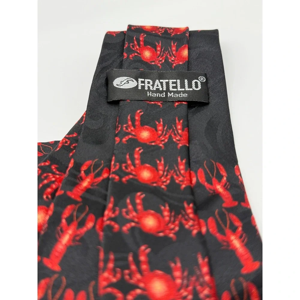 Fratello Necktie OS Lobster Crab Seafood Platter Nautical Kitsch Novelty Black